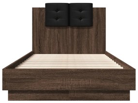 Estrutura cama c/ cabeceira derivados madeira carvalho castanho