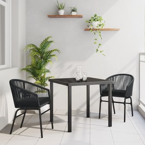vidaXL Conjunto de Jantar de Jardim com 3 Peças - Vime Preto Multicolorido