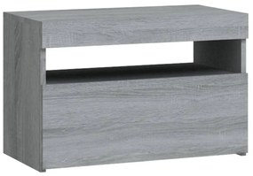 Mesa de cabeceira c/ LEDs 60x35x40 cm cinzento sonoma