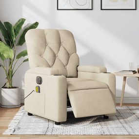 Poltrona de massagens reclinável elétrica tecido creme