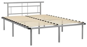 Estrutura de cama metal 160x200 cm cinzento