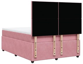 Cama com molas/colchão 160x200 cm veludo rosa