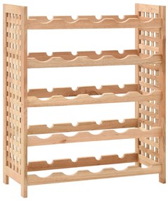 vidaXL Garrafeira p/ 25 garrafas madeira de nogueira maciça 63x25x73cm
