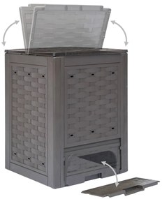 Compostores jardim 3pcs 60x60x83cm 900L plástico vime castanho