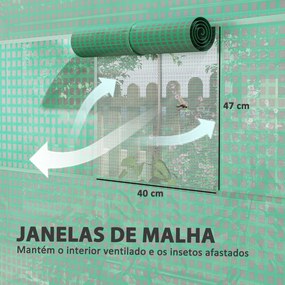 Estufa Tipo Túnel 6x3x2,8 m Estufa de Exterior com 6 Janelas Cobertura
