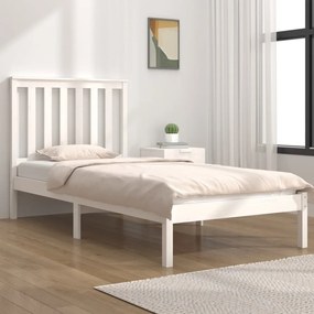 vidaXL Estrutura de cama solteiro 90x190 cm pinho maciço branco