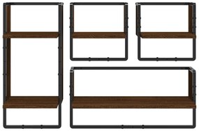 4 pcs prateleiras parede derivados de madeira carvalho castanho