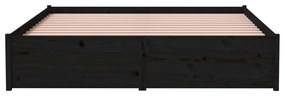 Estrutura de cama 140x190 cm madeira maciça preto