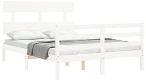 Estrutura de cama com cabeceira 120x200cm madeira maciça branco