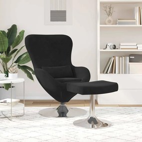 Poltrona Egg vidaXL com Puff Veludo Preto