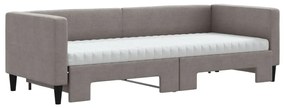Sofá-cama c/ gavetão/colchões 80x200cm tecido cinza-acastanhado