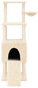 Árvore para gatos c/ postes arranhadores sisal 153 cm cor creme