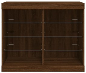 Aparador com luzes LED 81x37x67 cm carvalho castanho