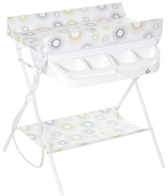 HOMCOM Banheira e Trocador de Fraldas 2 em 1 para Bebés 0-12 Meses Banheira Dobrável com Múltiples Espaços de Armazenamento e Prateleira Inferior Carga máx. 15kg 80x70x95cm Branco