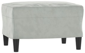 Poltrona com apoio de pés 60 cm veludo cinzento-claro
