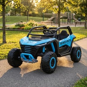 Carro elétrico para Crianças 4X4 2 Lugares 24V RACING Road 2000, Pneus	Espuma EVA, Assento couro ecológico Azul