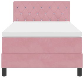 Cama Box com Colchão Rosa 90x200 cm Veludo