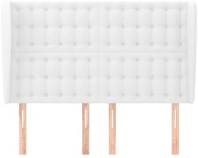 Cabeceira cama c/ abas couro artificial 147x23x118/128cm branco