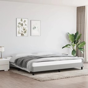 Estrutura de cama sem colchão 200x200 cm tecido cinzento-claro