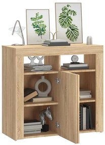 Aparador com luzes LED 80x35x75 cm carvalho sonoma