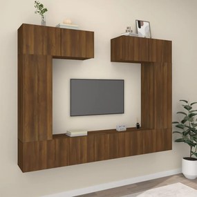 vidaXL Conjunto móveis de TV 6pcs madeira processada carvalho castanho