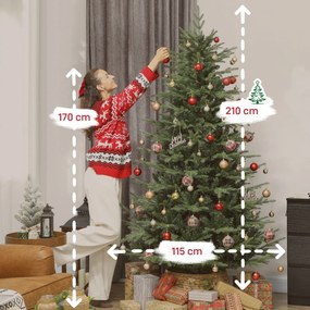 Árvore de Natal Artificial 210 cm (SEM DECORAÇÕES) com 2322 Ramos Densos Suporte Metálico Dobrável para Interior Verde