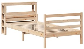 Estrutura de cama com cabeceira 90x200 cm pinho maciço