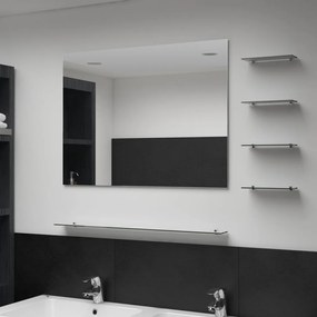 vidaXL Espelho de parede com 5 prateleiras 80x60 cm prateado