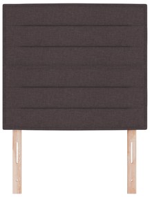 Cabeceira de LED Design Linhas Castanho Escuro 100 cm Tecido