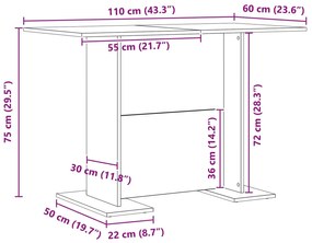 Mesa de Jantar vidaXL Branca 110x60x75 cm Madeira Engenharia