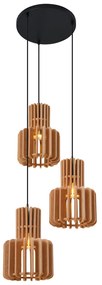 Candeeiro suspenso retro preto com laranja 3-luzes - Felt