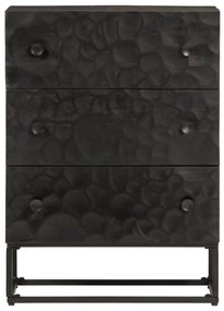 Cómoda 55x30x76 cm madeira de mangueira maciça e ferro preto