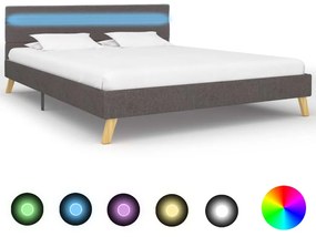 vidaXL Estrutura de cama com LED 140x200 cm tecido cinzento-claro