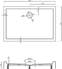 Mexen Flow+ base de duche retangular 80 x 70 cm, branco brilhante - 46R107080H
