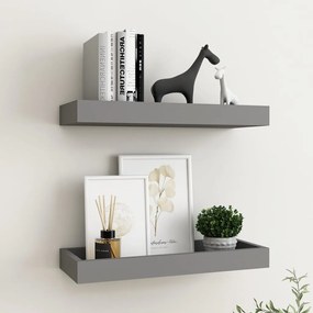 vidaXL Prateleiras de parede Loggia 2 pcs 40x15x4 cm MDF cinzento