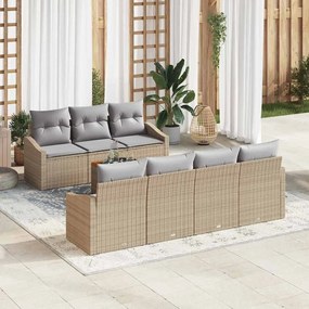 vidaXL Conjunto de Sofá de Jardim 8 pcs Bege e Cinza Claro vime PE