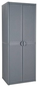 vidaXL Armário de arrumação para jardim 65x45x172 cm vime PP cinzento