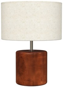 Candeeiro de Mesa Rústico com Base de Madeira Ecrã de Linho Interruptor Basculante E27 40W Ø20x27 cm Madeira e Bege