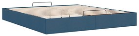 Estrutura de cama otomana sem colchão tecido azul 180x200 cm