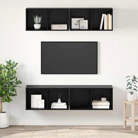 vidaXL Gabinete de TV de Parede 4 pcs Carvalho preto 37 x 37 x 72 cm
