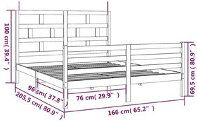 Estrutura de cama 160x200 cm madeira de pinho maciça branco