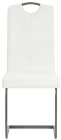 Cadeiras de jantar cantilever 2 pcs couro artificial branco