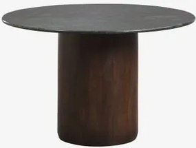 Mesa De Jantar Redonda Ø120 Cm Luceida Madeira De Cabo Escuro & Mármore Verde Udaipur - Sklum