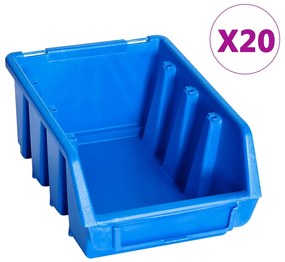 Caixas de arrumação empilháveis 20 pcs plástico azul