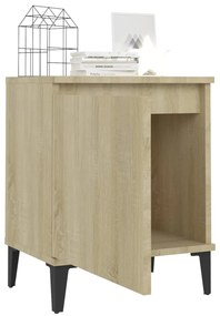 Mesa de cabeceira c/ pernas em metal 40x30x50cm carvalho sonoma