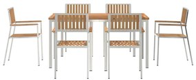Conjunto de Jantar de Jardim vidaXL 7 Peças em Madeira de Teca Maciça