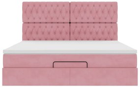 Estrutura de cama otomana com colchões 180x200 cm veludo rosa