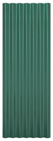 Painéis de telhado 12 pcs 100x36 cm aço revestido a pó verde