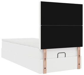 Cama otomana com colchão 90x200 cm couro artificial branco