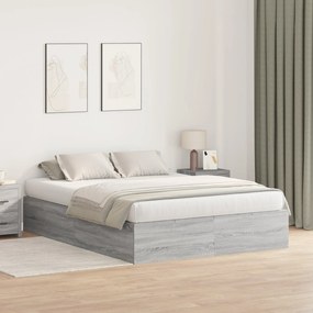 Cama com Armazenamento vidaXL Cinza Sonoma 140x190 cm